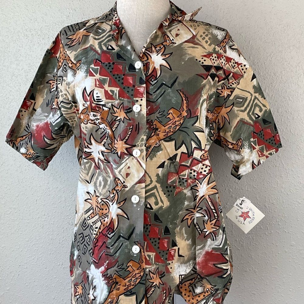 NWT Laura Michelle Womens Safari Button Down Top Size L